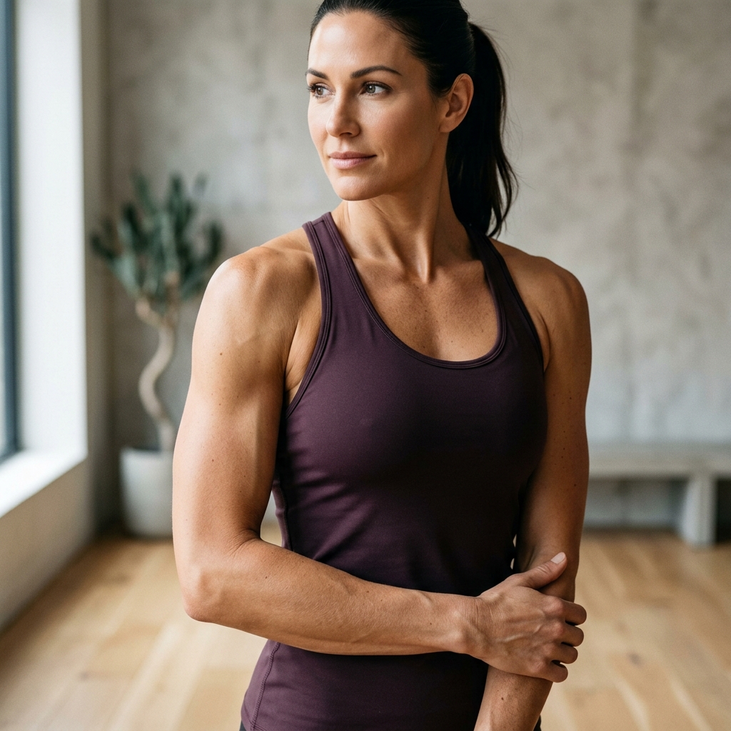 Naturally-contoured arms representational photo showing elegant surgical brachioplasty outcome