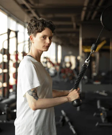 Person working out at the gym with confidence
